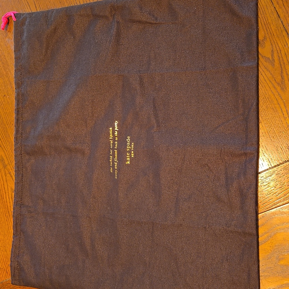 Kate Spade New York Brown Medium Dust Bag Lipstick Quote EUC